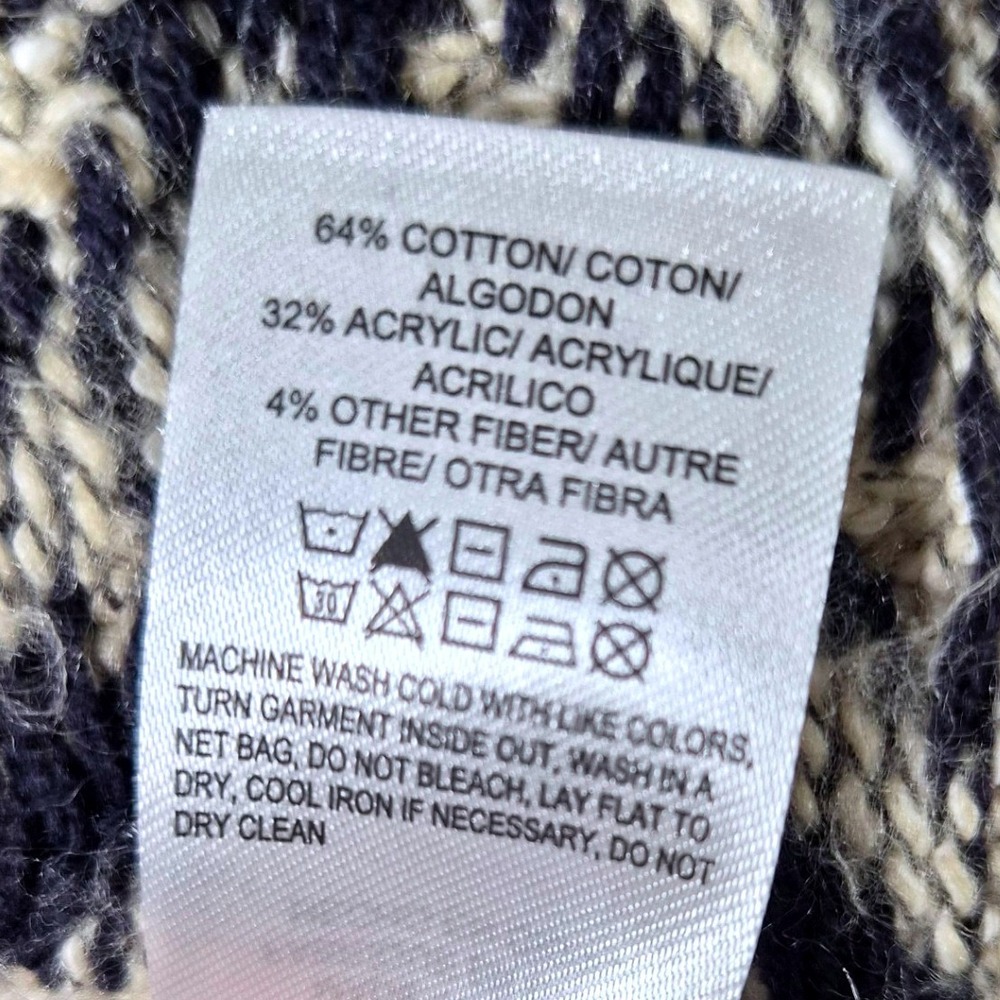 Lucky Brand Hooded Open Front Cardigan Sweater Geometric Print Beige Womens S - Picture 4 of 7